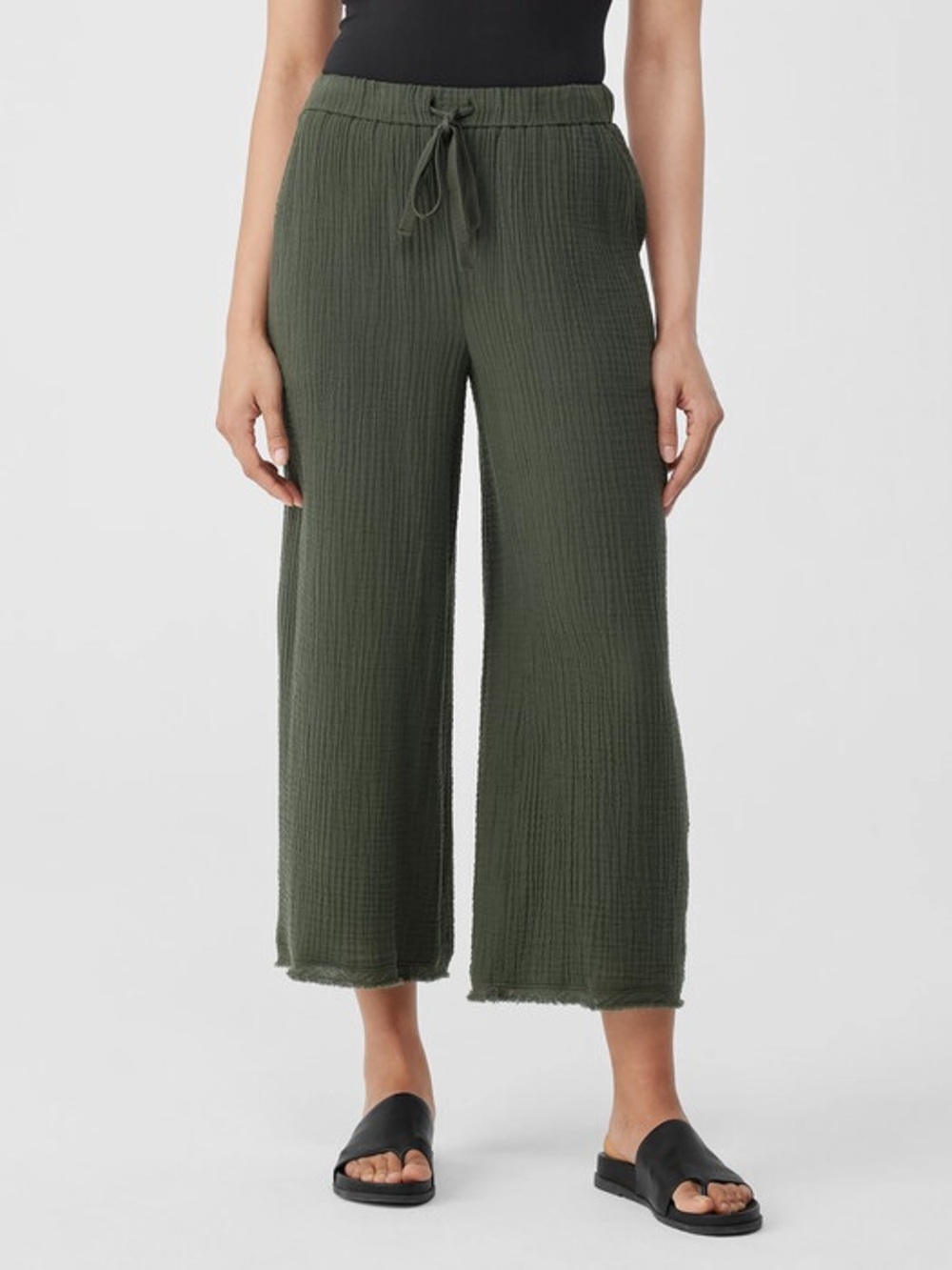Eileen Fisher Organic Cotton Gauze Wide-Leg Pant (Fits like regular medium)